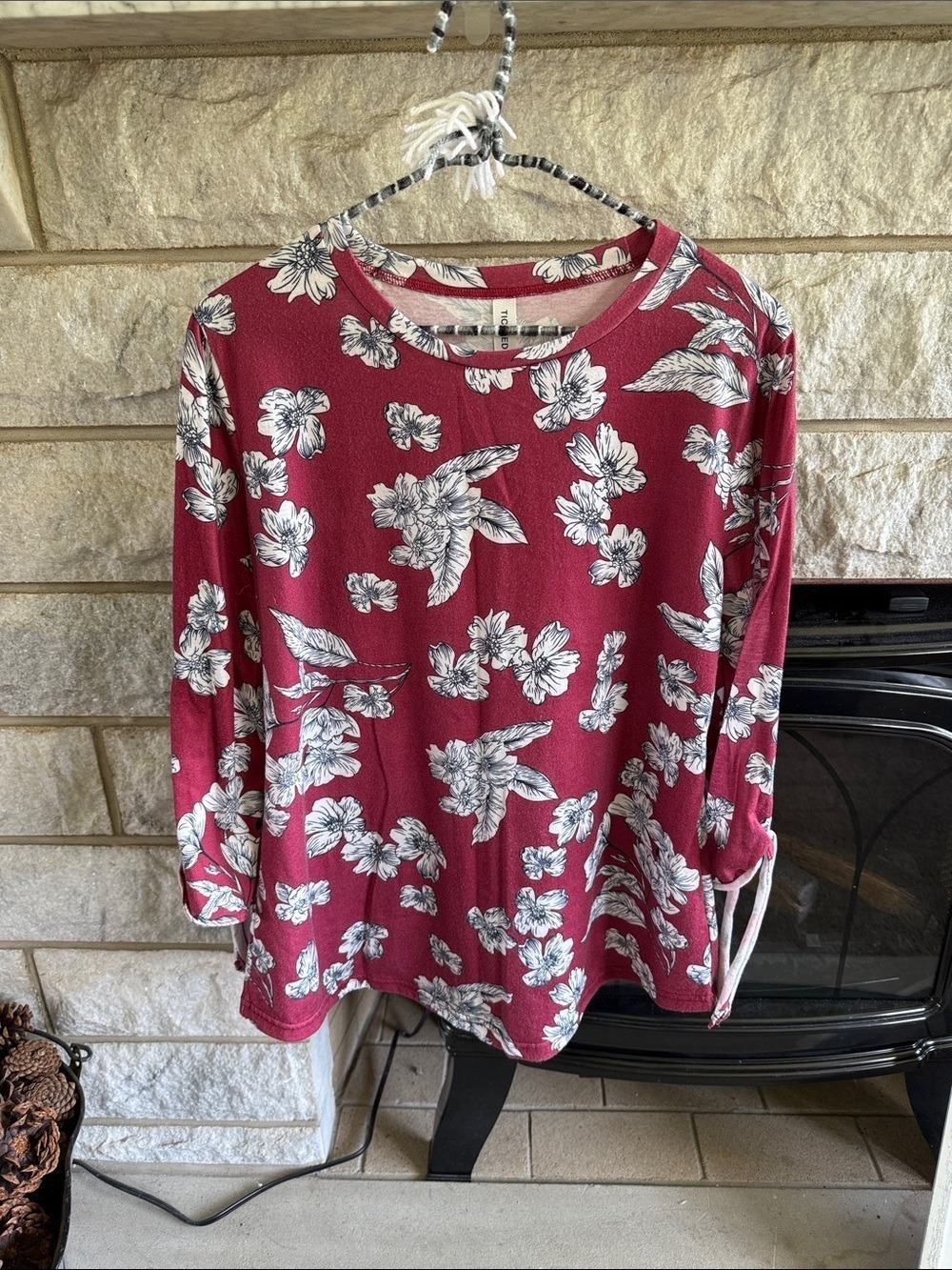 Tickled Teal Open Sleeve Floral Blouse Medium